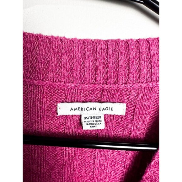 American Eagle Crewneck Ribbed Cropped Sweater Pink Womens XS - Picture 5 of 7